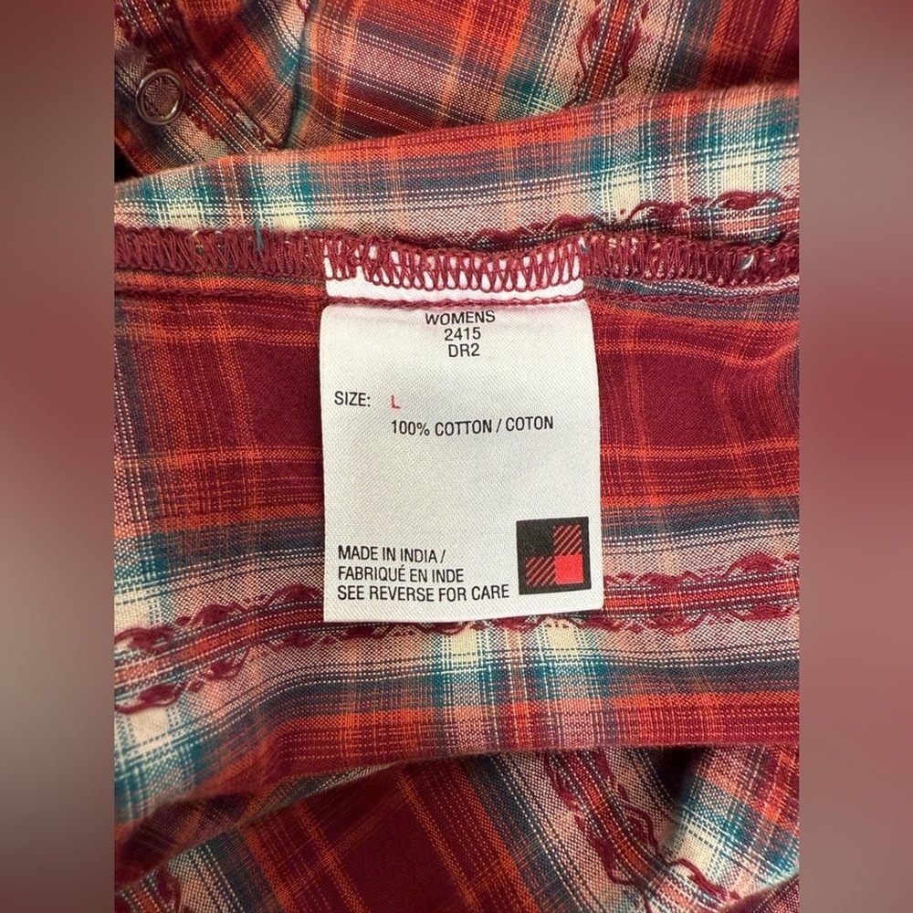 Woolrich Red Heritage Print Plaid Long Sleeve‎ ButtonUp Western Shirt Size Large - Picture 4 of 9